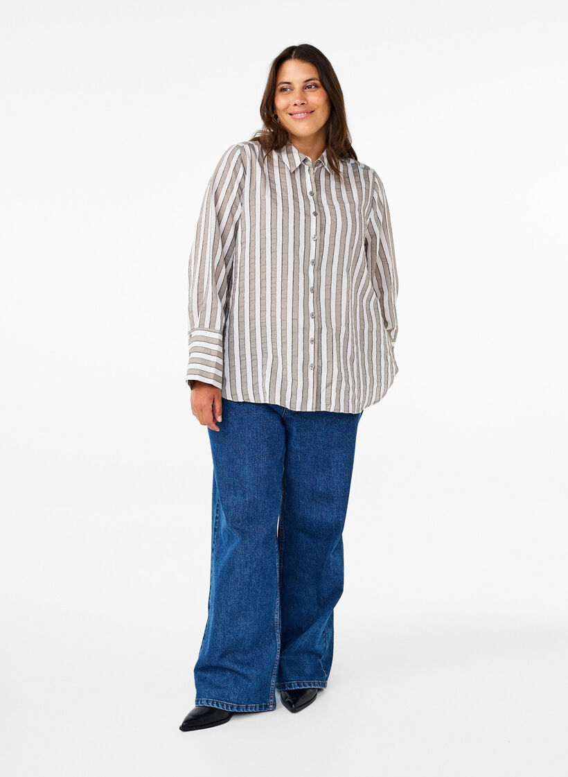 Väljä raidallinen paita, Beige, Model image number 1
