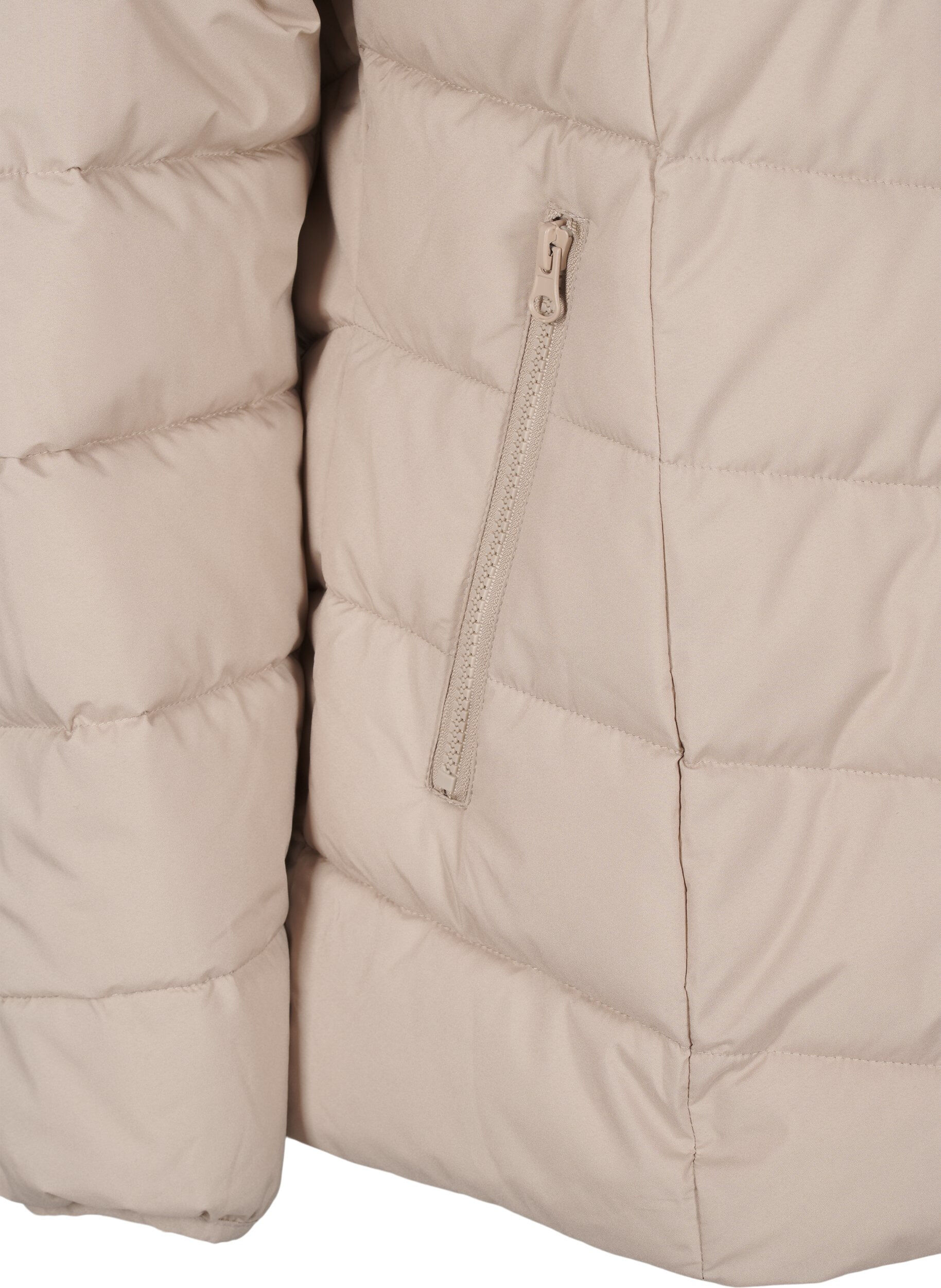 ZizziLyhyt toppatakki hupulla, Beige, Packshot image number 3