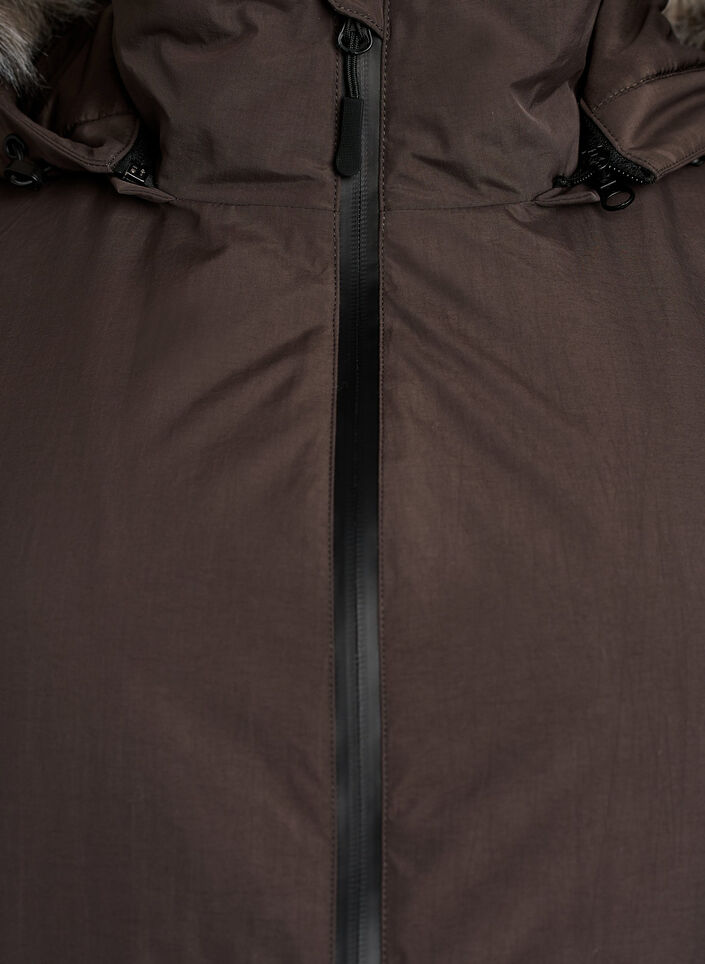 Vedenpit&auml;v&auml; hupullinen parka, Ruskea, Packshot image number 2