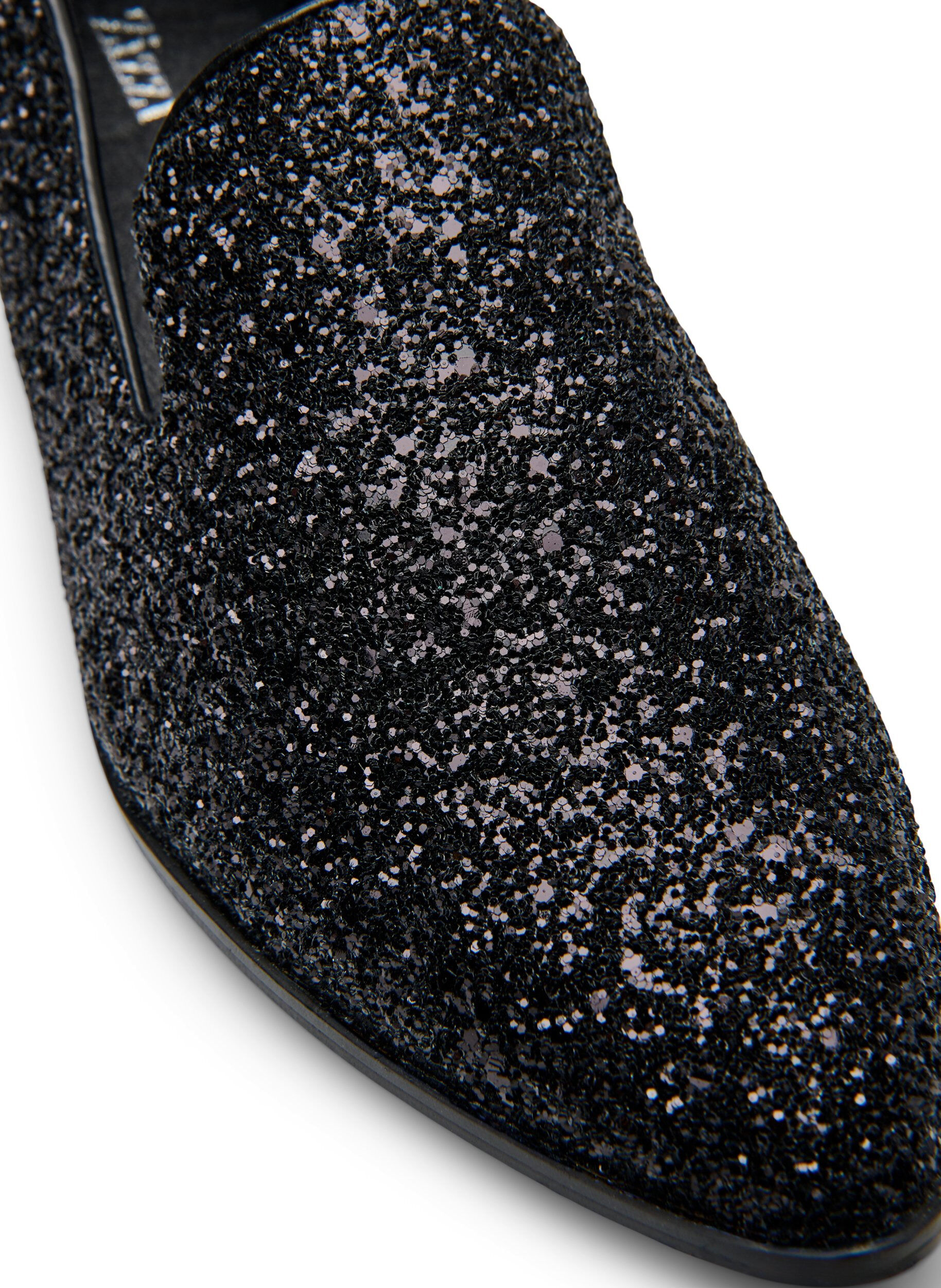 Zizzi Leve&auml;lestiset - Loaferit glitterill&auml;, Musta, Packshot image number 3