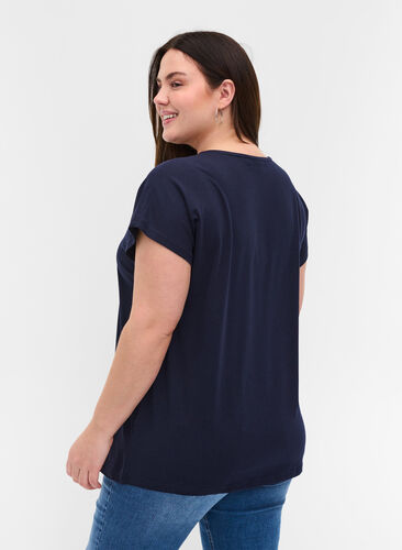 Puuvillainen t-paita lyhyillä hihoilla, Night Sky Solid, Model image number 1