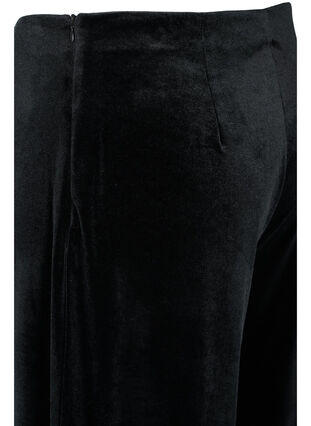 Leveälahkeiset velourhousut, Black, Packshot image number 3