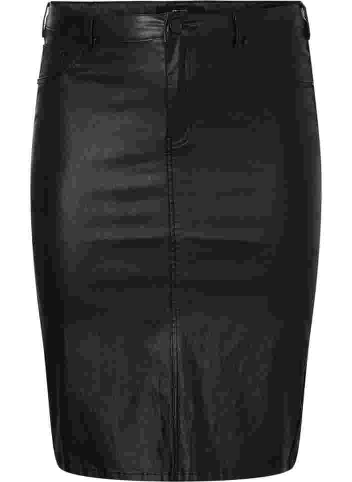 Pinnoitettu hame halkioilla, Black, Packshot image number 0