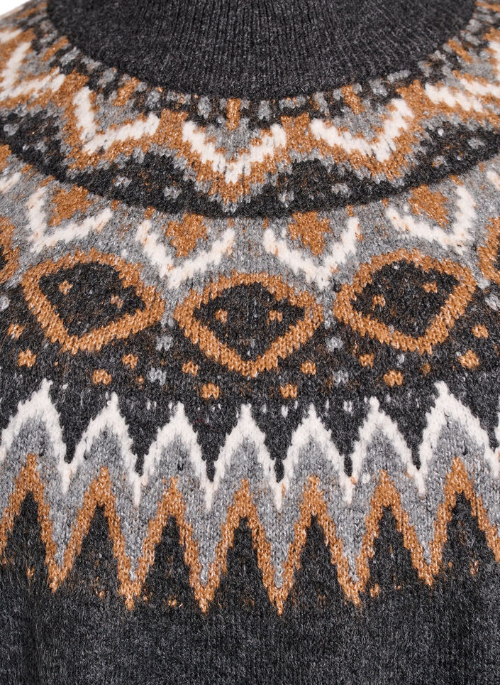 Neulemekko jacquard-kuviolla ja pallohihoilla, Harmaa, Packshot image number 2