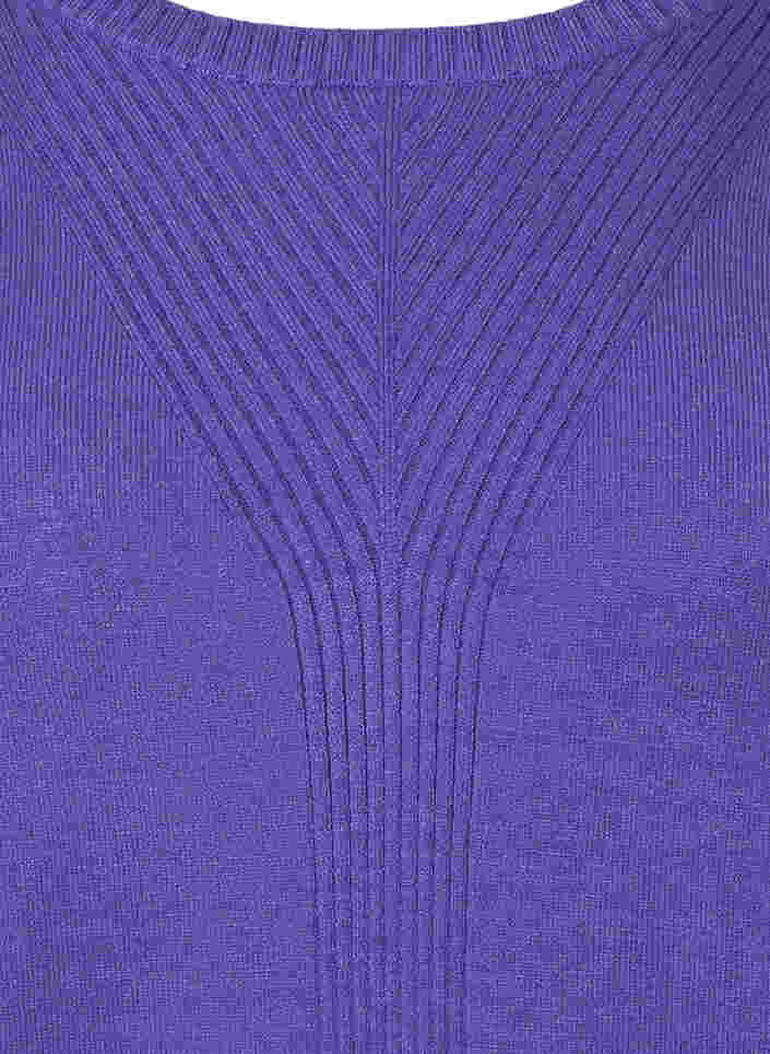 Yksivärinen neulepusero ribbauksella, Purple Opulence Mel., Packshot image number 2