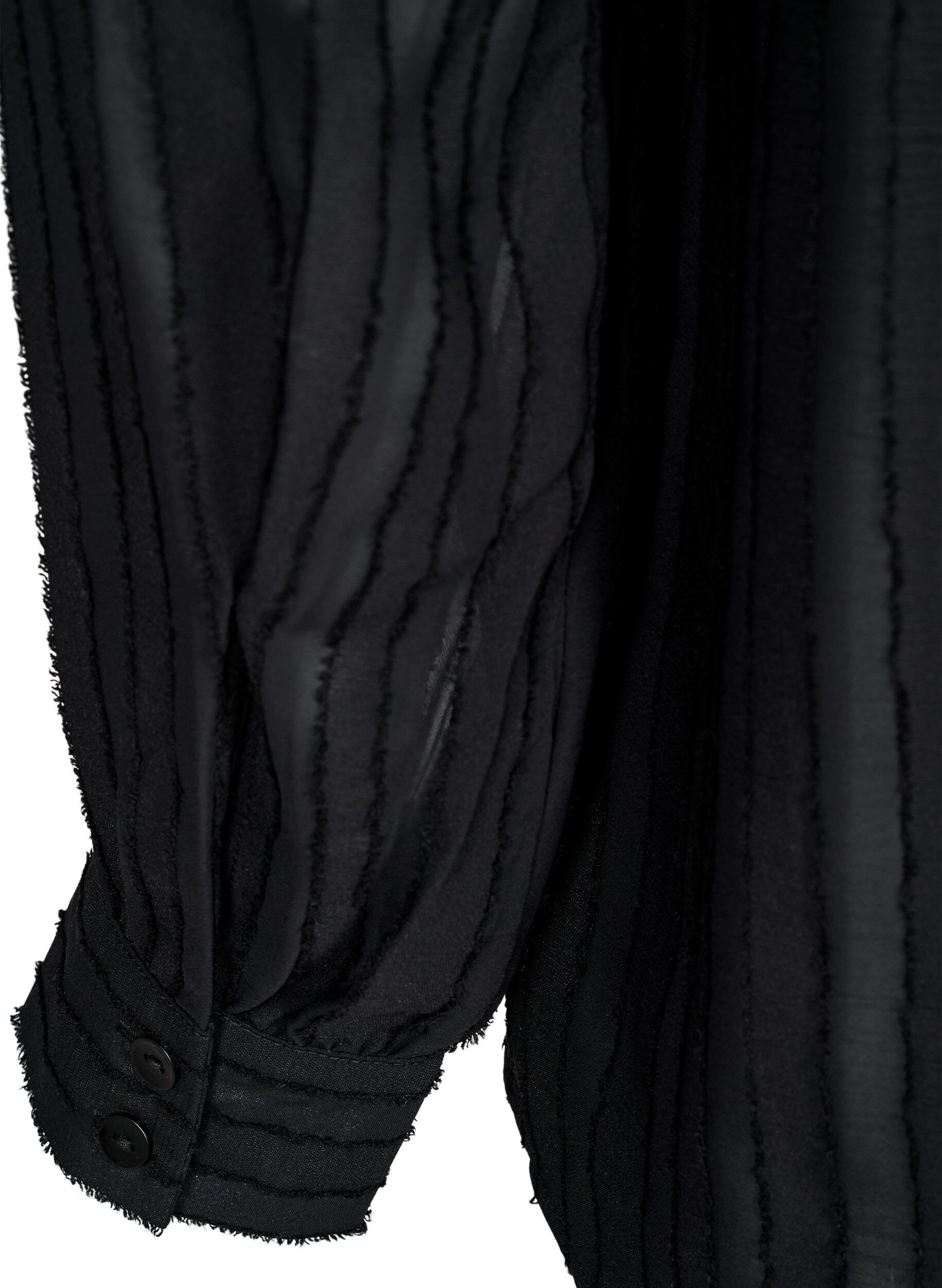 Zizzi Raidallinen paitapusero l&auml;pikuultavilla raidoilla, Musta, Packshot image number 3