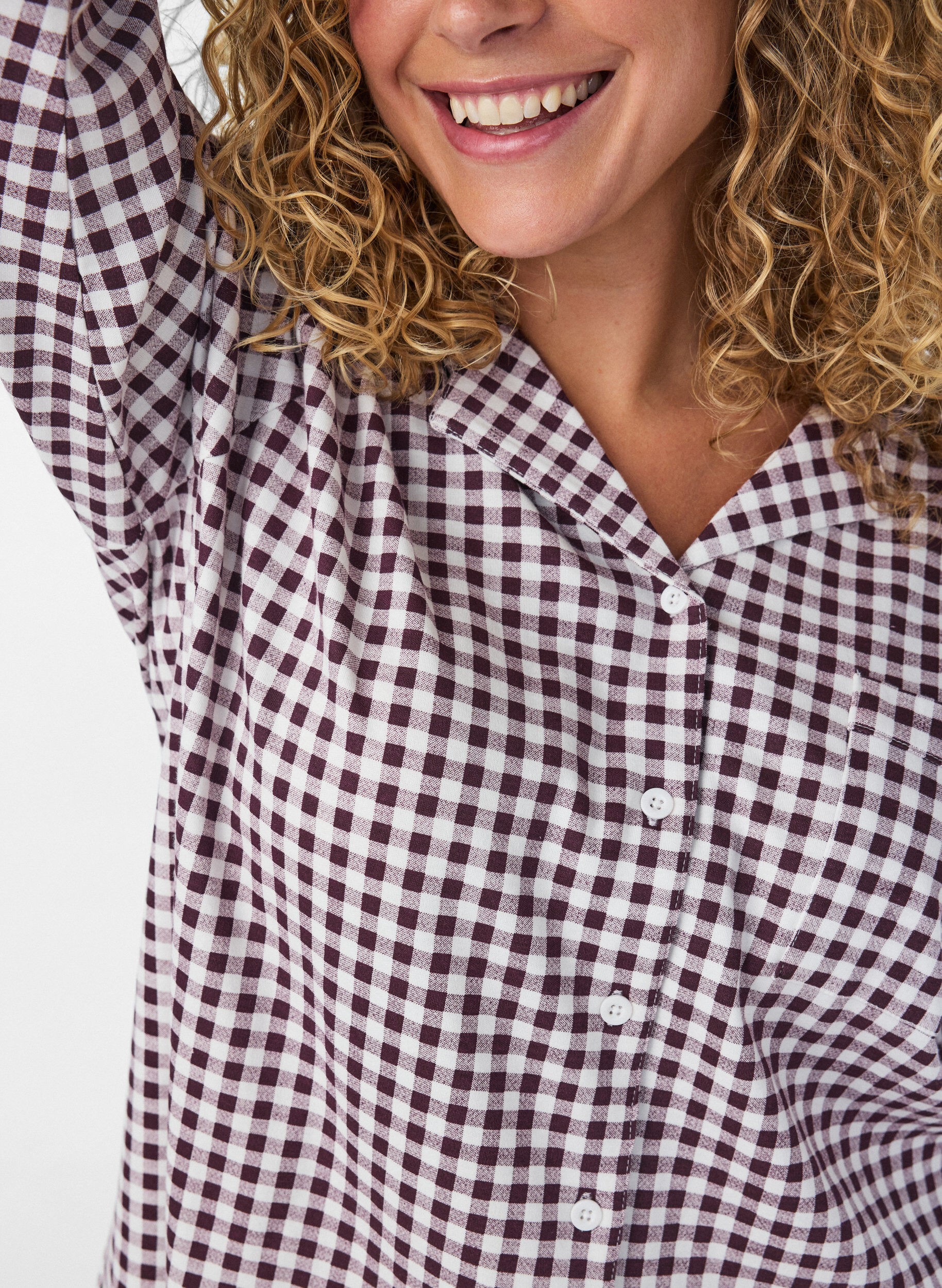 ZizziPuuvillainen pyjamapaita rintataskulla, Punainen, Model image number 3