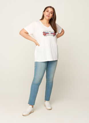 Lyhythihainen T-paita Printillä, Bright White, Model image number 2