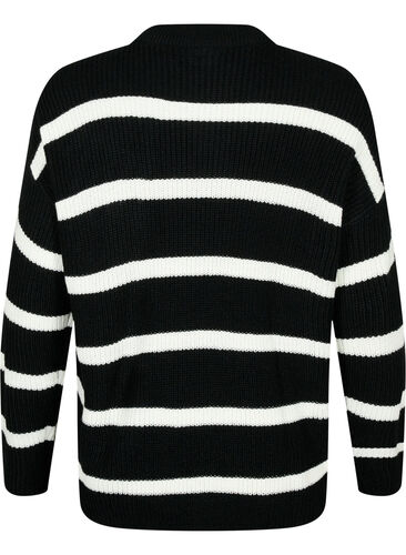 FLASH – Raidallinen neulepusero, Black/White Stripe, Packshot image number 1