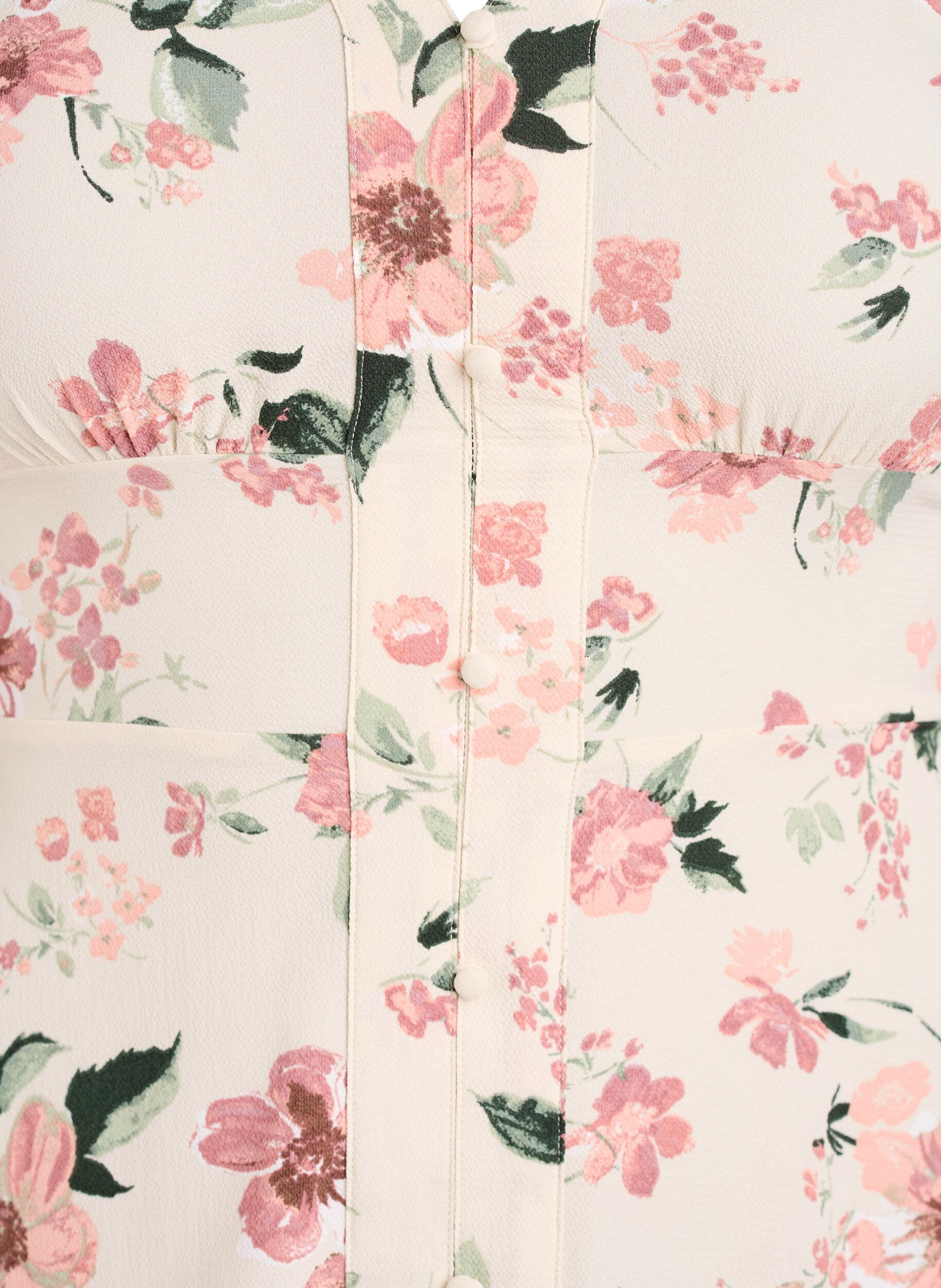 ZizziMidi-mekko smockilla ja koristeellisilla napeilla, Beige, Packshot image number 2