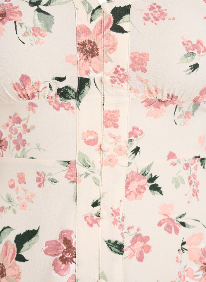 Midi-mekko smockilla ja koristeellisilla napeilla, Beige, Packshot image number 2