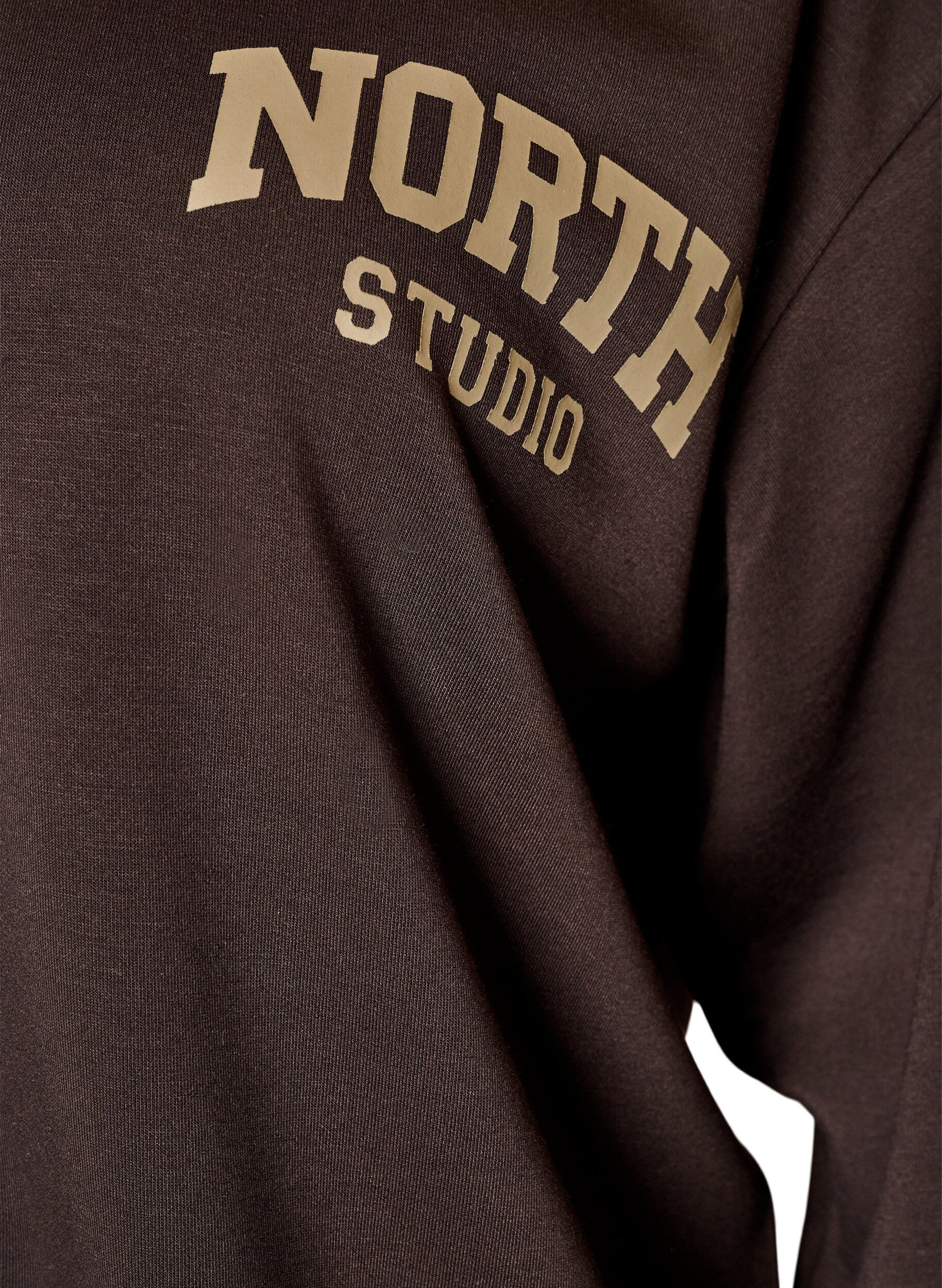 ZizziUrheilullinen bomber-neuletakki vetoketjulla ja korkealla kauluksella, Ruskea, Packshot image number 2