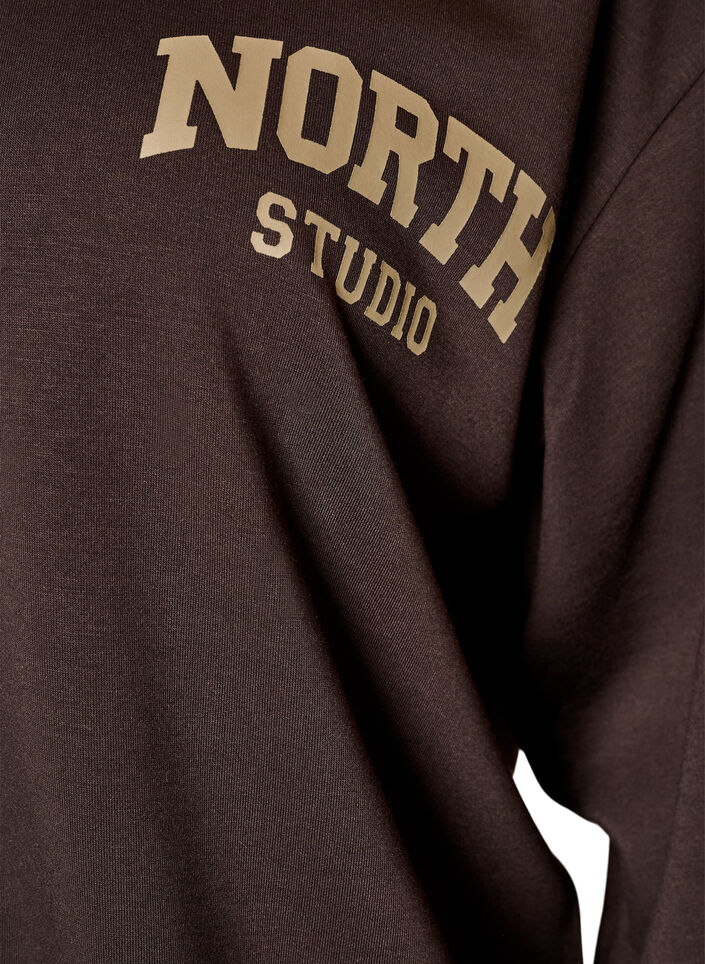 Urheilullinen bomber-neuletakki vetoketjulla ja korkealla kauluksella, Ruskea, Packshot image number 2