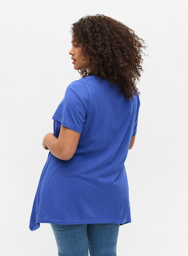 Lyhythihainen puuvillainen t-paita a-mallissa , Dazzling Blue HELLO , Model image number 1
