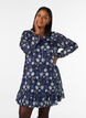 Kuviollinen mekko r&ouml;yhel&ouml;ill&auml; ja pitkill&auml; hihoilla, Sininen, Model image number 0