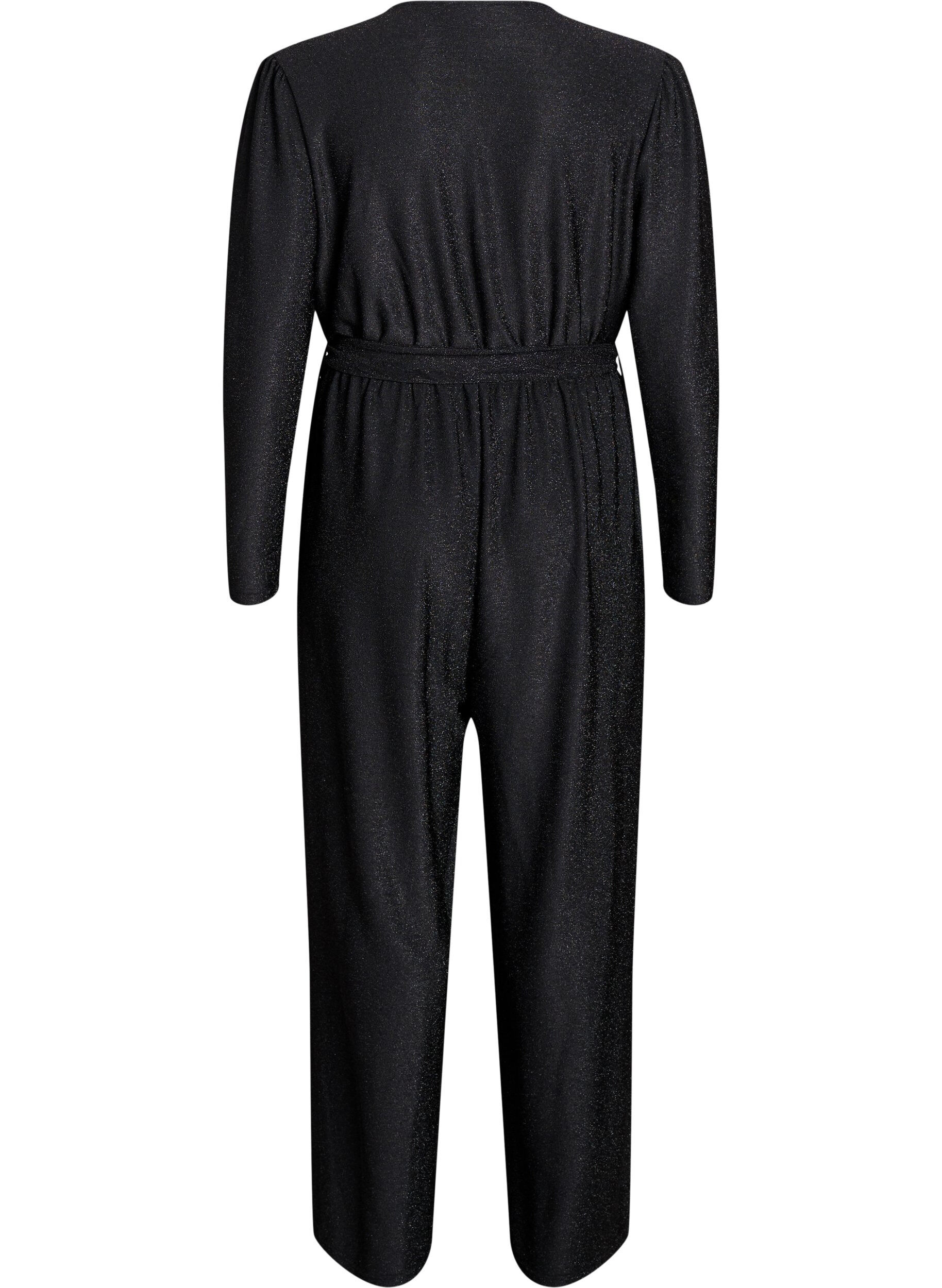 Zizzi Kimaltava jumpsuit vy&ouml;ll&auml;, Musta, Packshot image number 1