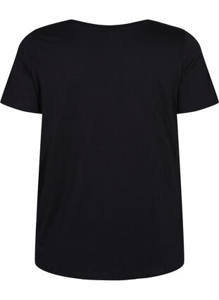 Puuvillainen lyhythihainen t-paita painatuksella, Black w. Be , Packshot image number 1
