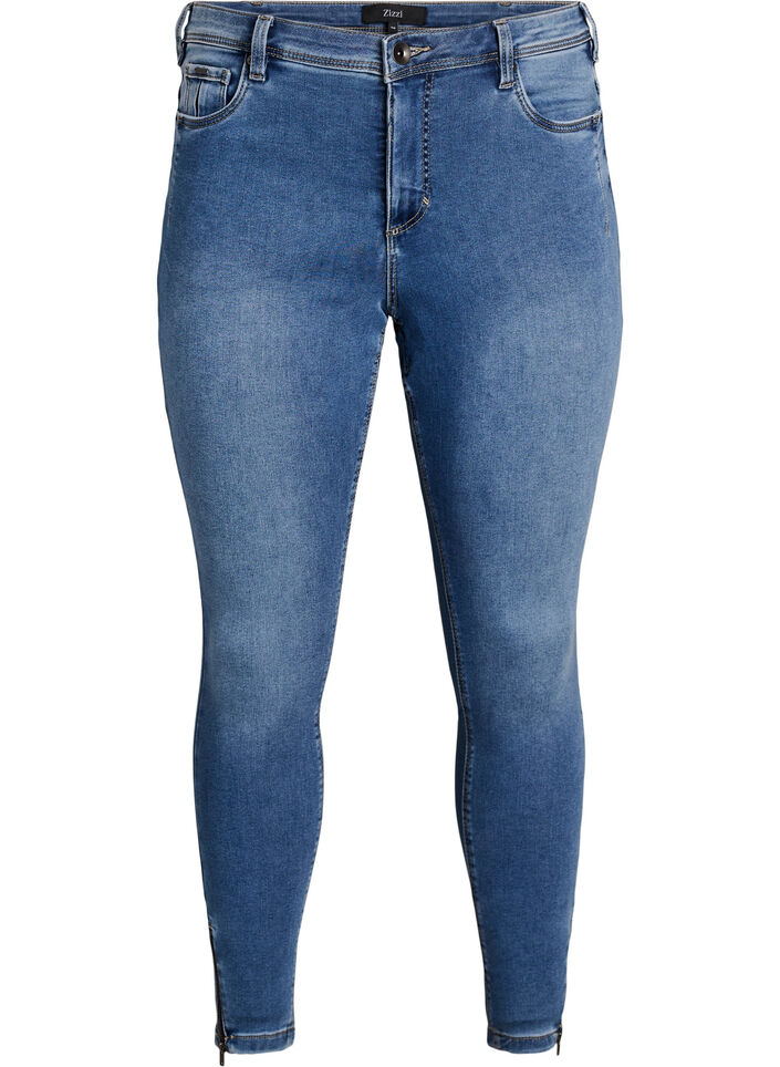 Cropped Amy -farkut vetoketjuyksityiskohdalla, Sininen, Packshot image number 0