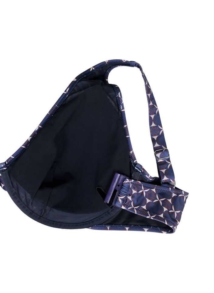 Kuviollinen bikinitoppi kaarituella, Sininen, Packshot image number 3