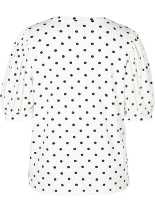 Pilkullinen t-paita puhvihihoilla, White w. Black Dots, Packshot image number 1
