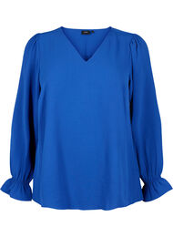 V-pääntie pitsi-blouse pitkillä hihoilla, Mazarine Blue