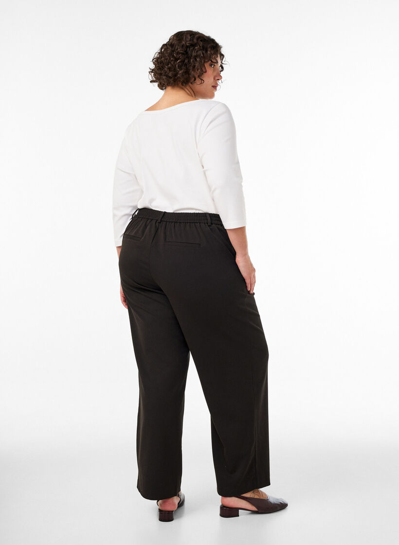 Korkeavy&ouml;t&auml;r&ouml;iset suorat r&auml;&auml;t&auml;l&ouml;idyt housut, Musta, Model image number 1