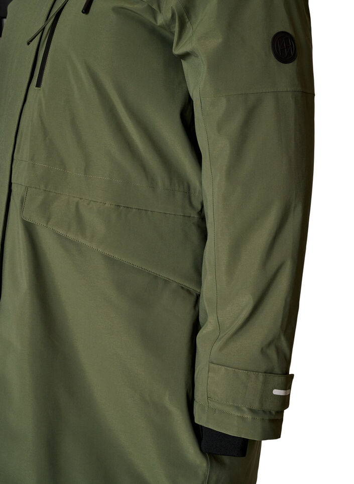 Vett&auml;hylkiv&auml; parka hupulla ja toiminnallisilla yksityiskohdilla, Vihre&auml;, Packshot image number 3