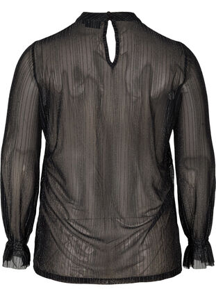 Kevyesti läpikuultava pusero lurexilla, Black w. Silver, Packshot image number 1