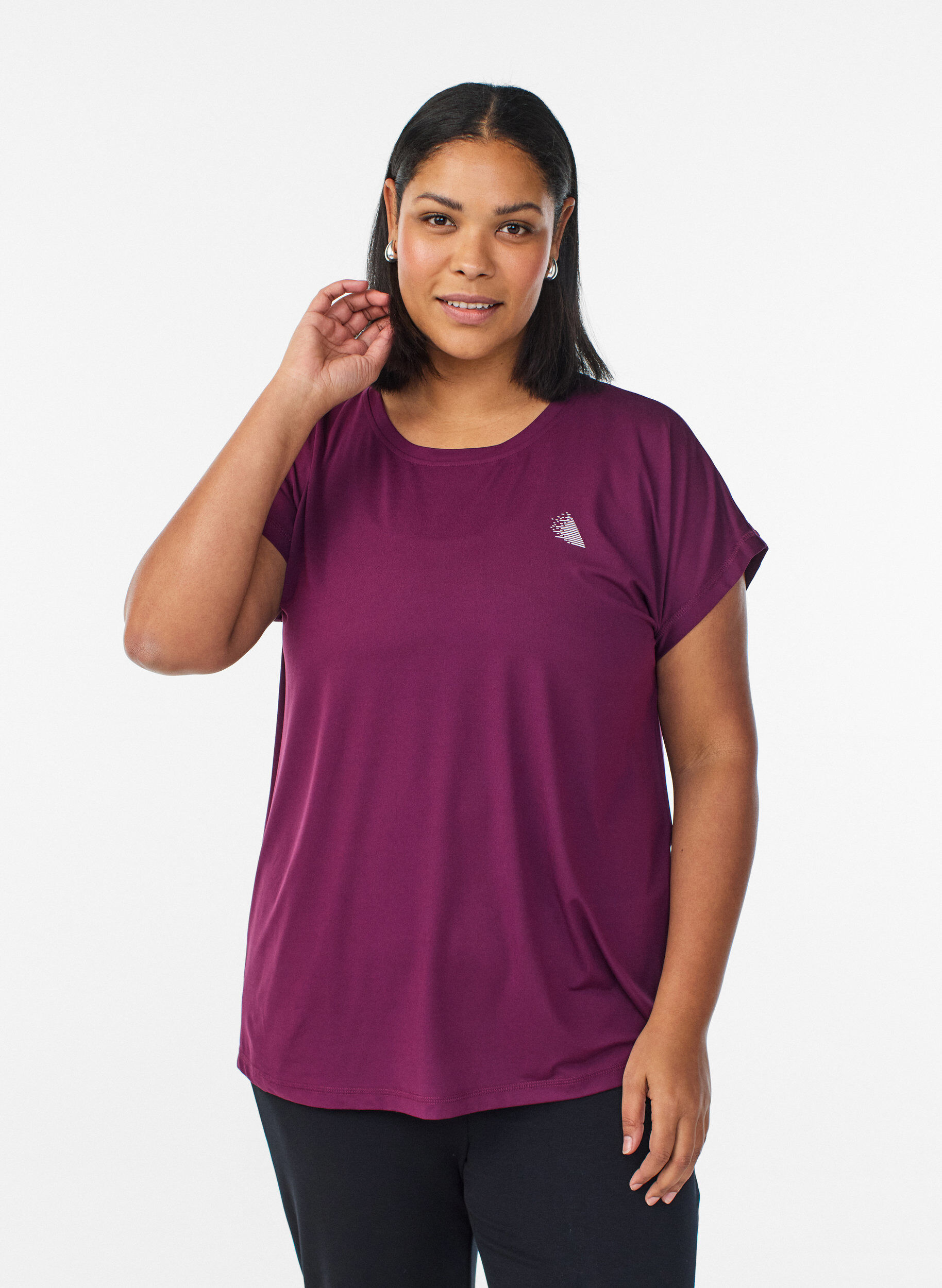 Yksiv&auml;rinen treeni-T-paita, Violetti, Model