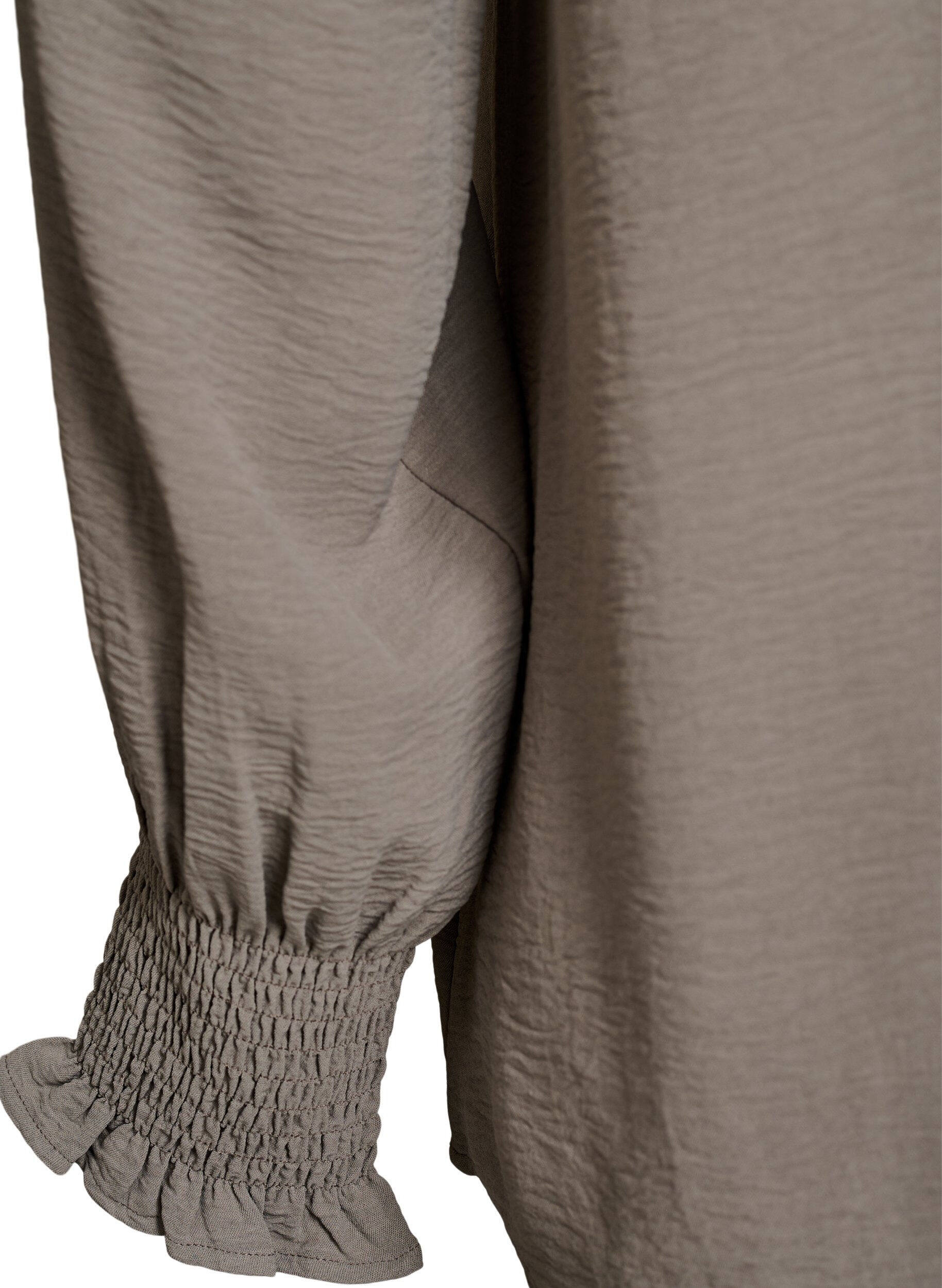 Zizzi Pusero smock-kalvosimilla ja v-p&auml;&auml;ntiell&auml;, Beige, Packshot image number 3