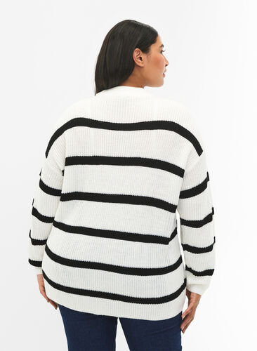 FLASH – Raidallinen neulepusero, White/Black Stripe, Model image number 1