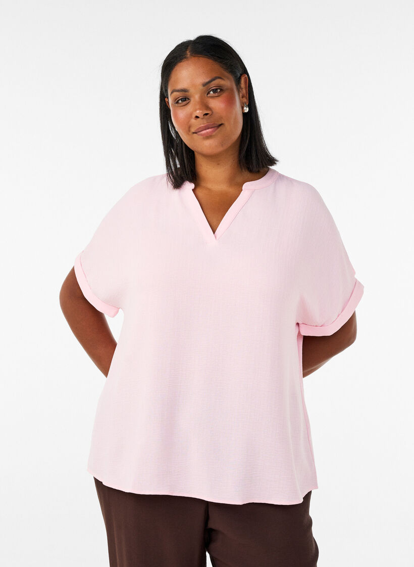 Rento pusero lyhyill&auml; hihoilla, Vaaleanpunainen, Model image number 0