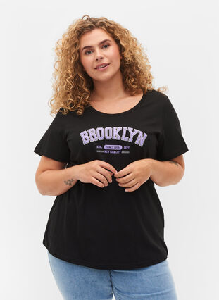 Puuvillainen t-paita painatuksella, Black Brooklyn, Model image number 0