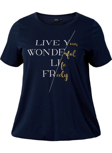 Lyhythihainen puuvillainen t-paita joustoreunuksella , Night Sky W. Live, Packshot image number 0