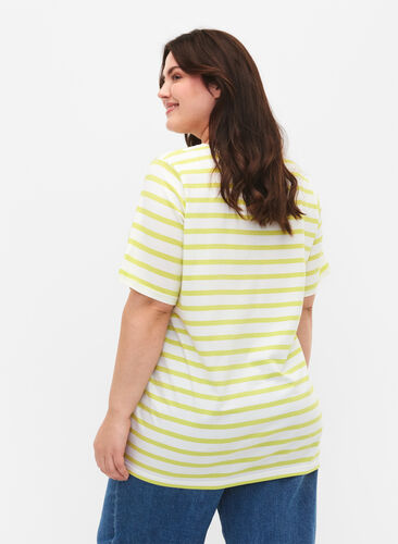Raidallinen t-paita puuvillasta, Wild Lime Stripes, Model image number 1