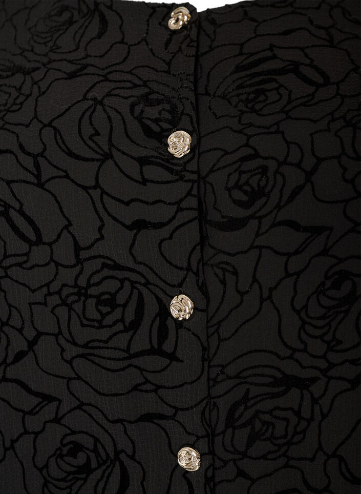 Lyhyt mekko ruusukuosilla ja napeilla, Musta, Packshot image number 2