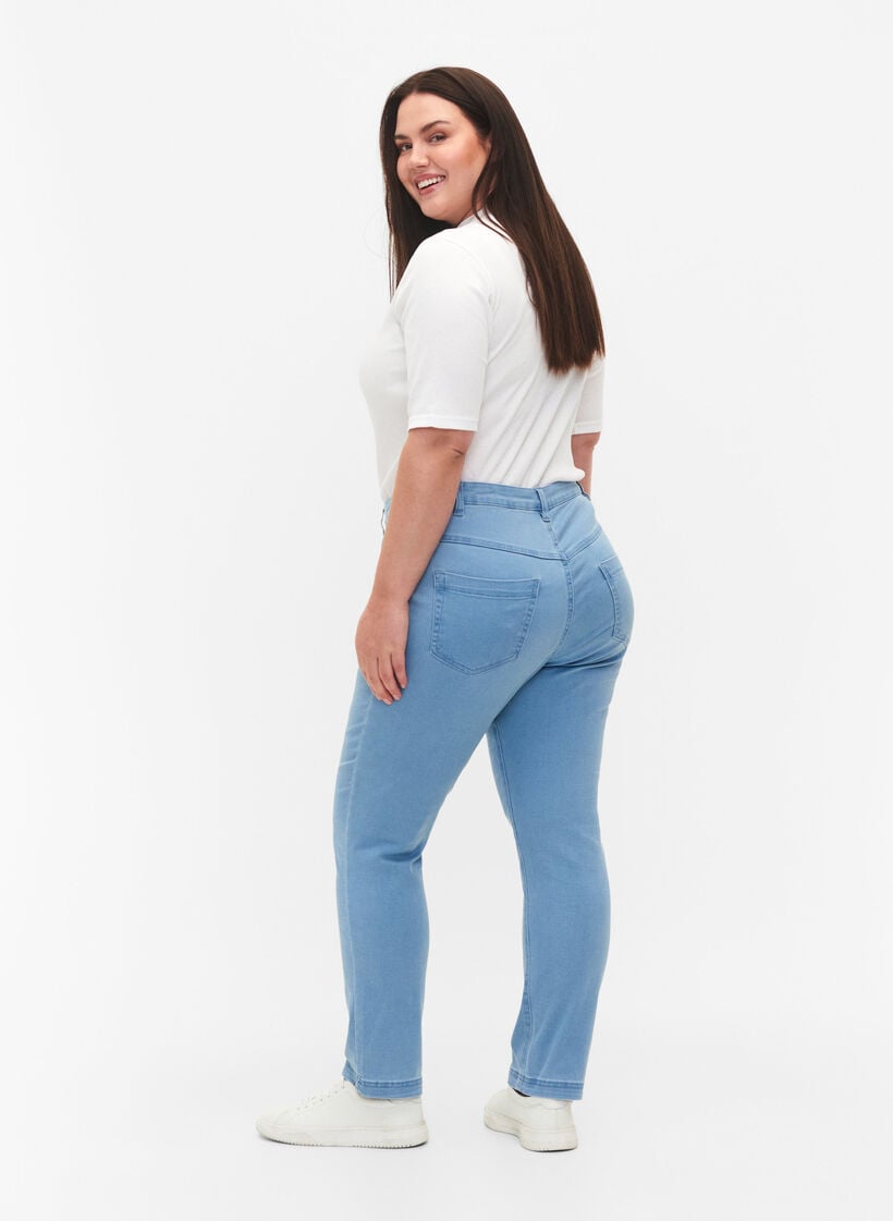 Slim fit Emily-farkut normaalilla vy&ouml;t&auml;r&ouml;ll&auml;, Sininen, Model image number 1