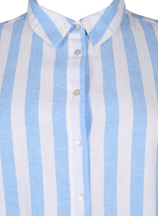 Pitkä paita pellavasta ja puuvillasta, Blue White Stripe, Packshot image number 2