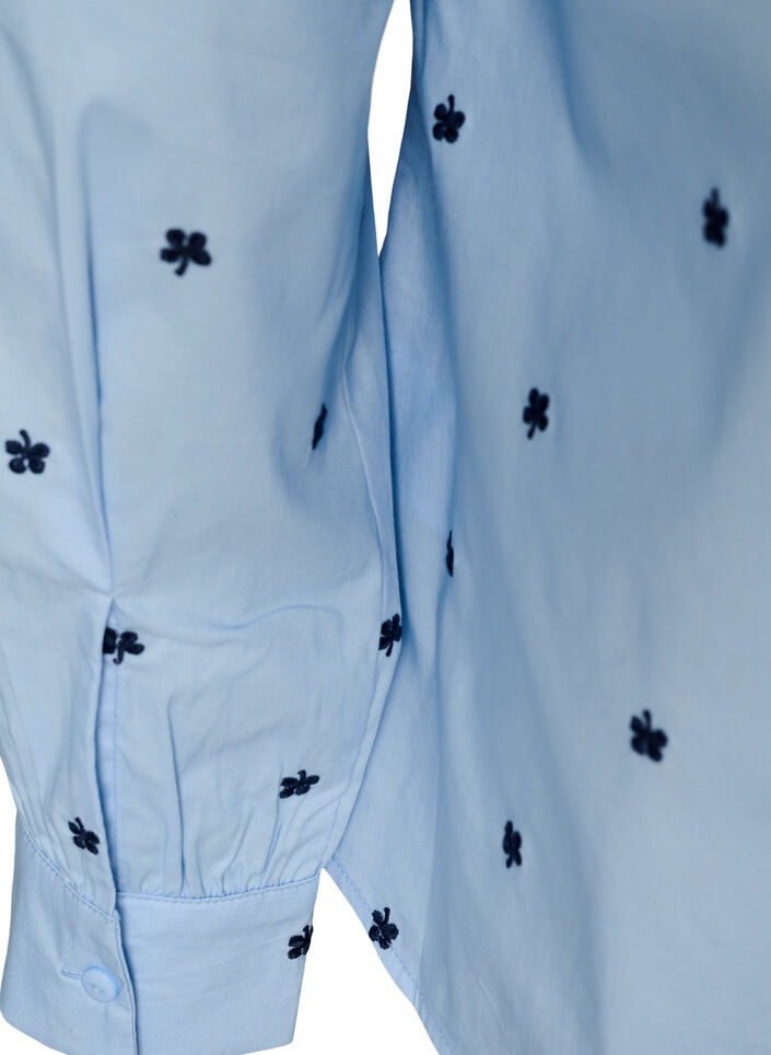 Paita kirjailtuilla kukilla, Sininen, Packshot image number 3