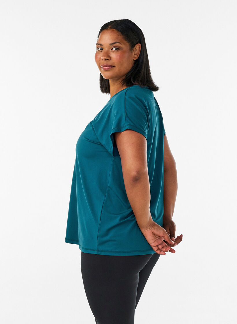 Yksiv&auml;rinen treeni-T-paita, Vihre&auml;, Model image number 2