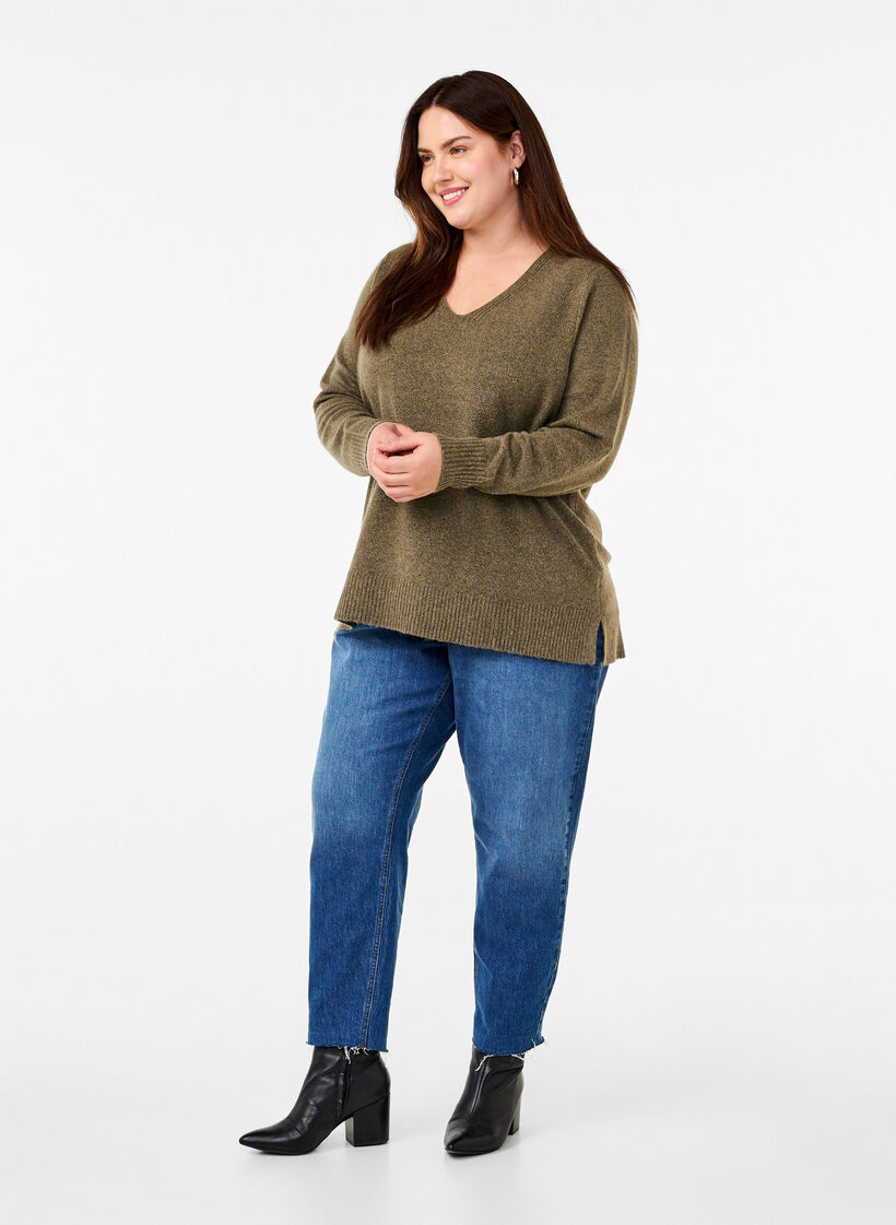 Neulepusero, jossa on V-pääntie., Dusky G. Black Mel., Model image number 2