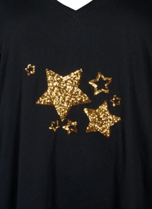 Puuvillainen t-paita, jossa on paljetteja, Black W. Star, Packshot image number 2