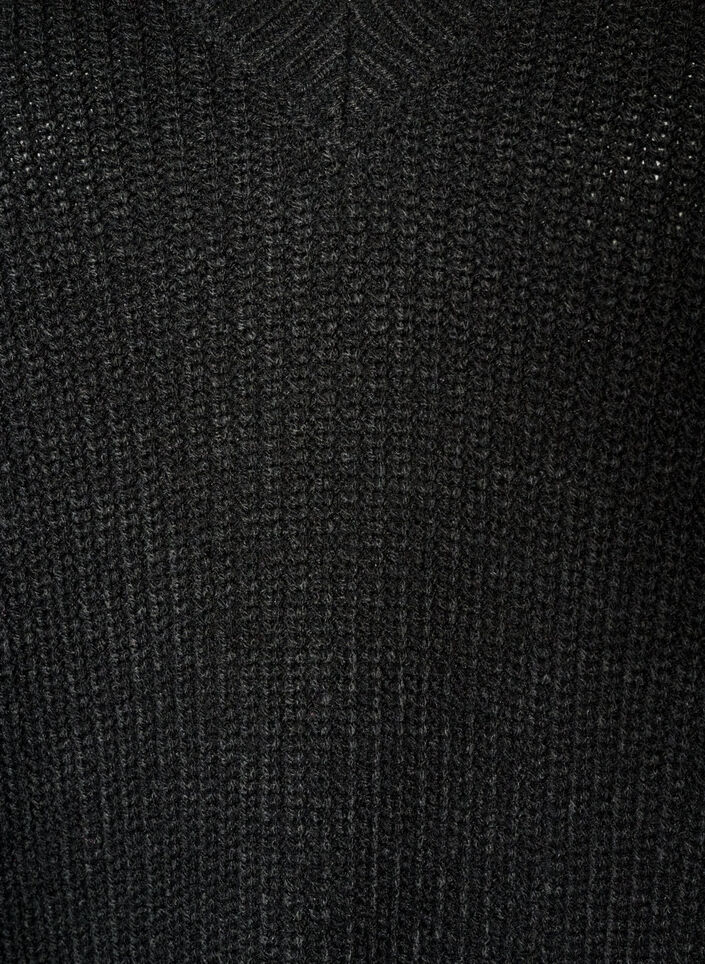 Pitk&auml; ribbineulepusero V-p&auml;&auml;ntiell&auml;, Musta, Packshot image number 2