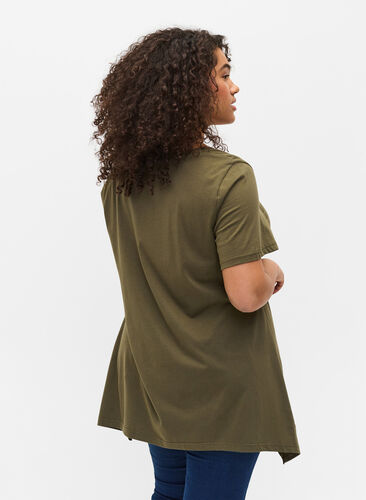 Lyhythihainen puuvillainen t-paita a-mallissa , Ivy Green YES, Model image number 1