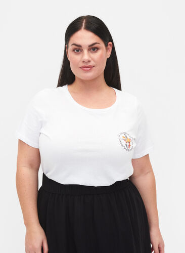 Puuvillainen t-paita painatuksella, White Chest Print, Model image number 0