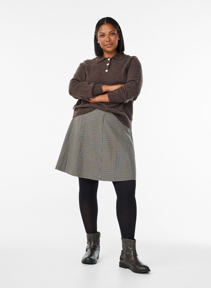 Lyhyt A-linjainen hame, Ruskea, Model image number 1