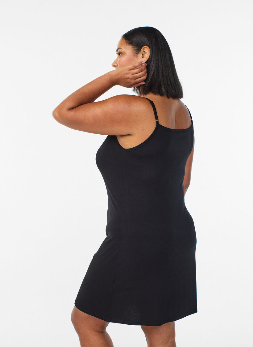 Yksiv&auml;rinen alusmekko viskoosista , Musta, Model image number 2
