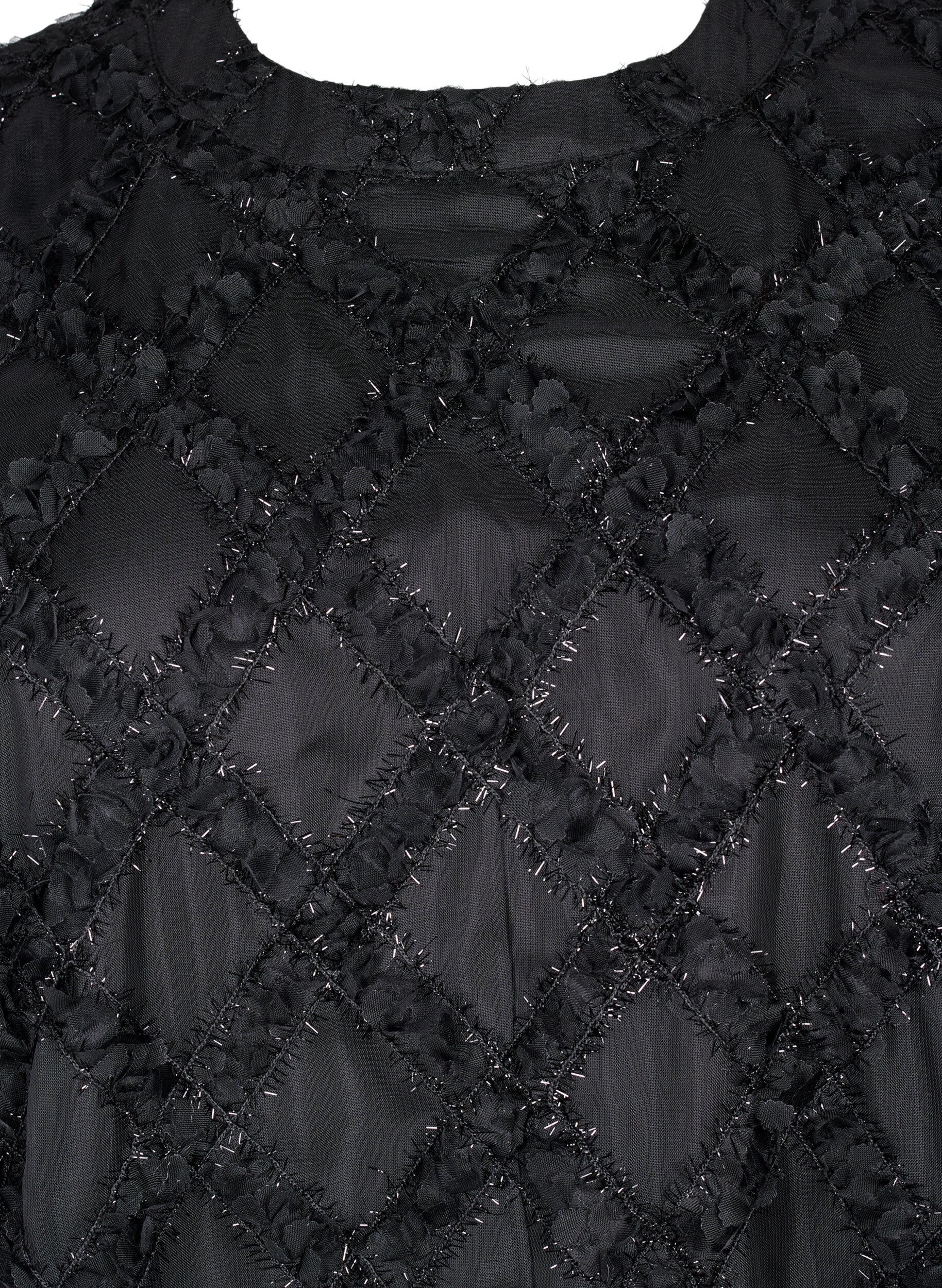 Zizzi Lyhyt teksturoitu mekko, Black, Packshot image number 2