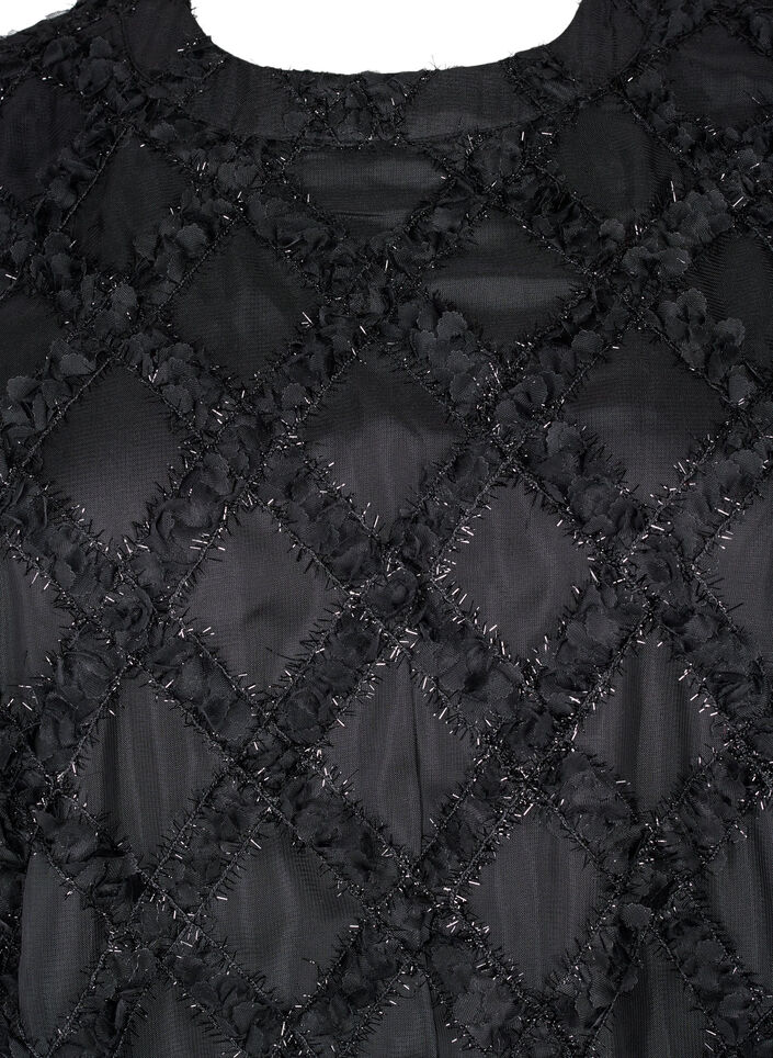 Lyhyt teksturoitu mekko, Black, Packshot image number 2