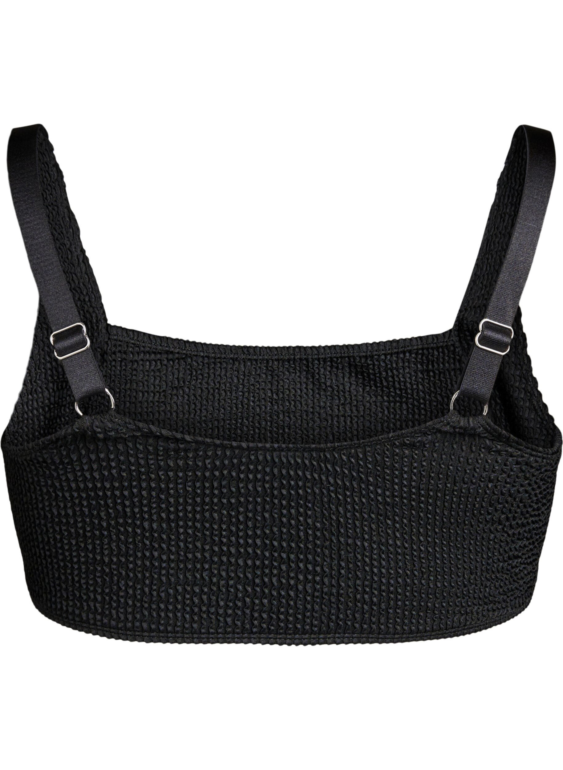 Zizzi Kreppibikinitoppi s&auml;&auml;dett&auml;vill&auml; olkaimilla, Musta, Packshot image number 1